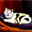 Placeholder: oil portrait of tricolor pattern Cat sleeping in a sofa by Velázquez 8k