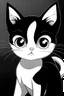 Placeholder: Real Black-white Cute cat in anime