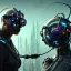 Placeholder: cyberpunk futuristic helmet and goggles with cables to a large movie screen, 8k resolution, high-quality, fine-detail, intricate, digital art, detailed matte, volumetric lighting, baroque, illustration, octane render, brian froud, selina french, George Grie, Ben Goossens, Igor Morski