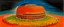 Placeholder: An orange colored coliseum in a thunderstorm painted by Wassily Kandinsky