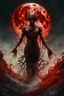 Placeholder: A dramatic digital painting portraying a figure under the Red Moon, veins pulsing, claws of temptation visible, soul in turmoil. In the style of Giger and Salvador Dali and Van Gogh, vivid colors, swirling brushstrokes, highly detailed, 8k resolution, surrealistic., by Ryohei Hase, Agnes Cecile, Raymond Swanland, Anne Bachelie