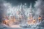 Placeholder: fairy tale city, dream city, landscape in light silver tones, colorful. delicate white velvety clouds, exquisite and filigree, lanterns, ice sculptures in rococo style, snow-covered trees, snow, mystical haze, beautiful, lumen, professional photo, beautiful, high resolution, cgi, f/16, 1/300 s, digital painting with high detail. Dmitry Vishnevsky