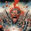 Placeholder: Chaos of Liberal Democracy, nightmarish roiling ball of anger and division depicting an angry mob of voters and grandstanding red-faced politicians, by Gerald Scarfe, by Ralph Steadman, by Martin Rowson, splash art, asymmetric surrealism, , violent color explosion, surrealism, asymmetry, maximalism