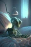 Placeholder: Alien sitting in bed, HD, octane render, 8k resolution
