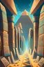 Placeholder: Egyptian pyramids, corridor to Pharaoh's tomb, walls with different patterns, palm circumcision, cartoon style, fantasy, digital art, 8k, full details, high resolution