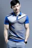 Placeholder: Man's Casual polo shirt with blue and grey diagonal stripes