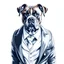 Placeholder: Illustrative sketch of a image of an humanoid boxer dog, suit and tie, arte lineal ultra quality, 8k