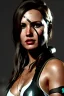 Placeholder: camilla luddington face, lara croft clothes, portrait busty and face, light effects, particles,