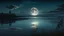 Placeholder: evening calm atmosphere and solitude, lake + moon, on the horizon + a lot of wind