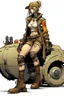 Placeholder: tank girl big boots sit on mechanic sputnik sphere vehicule