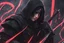 Placeholder: Itachi Uchiha in 8k nier automata artstyle, Uchiha ninja Custom, neon effect, close picture, rain, dark souls world, intricate details, highly detailed, high details, detailed portrait, masterpiece,ultra detailed, ultra quality