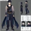 Placeholder: Character sheet, male, black hair, poor, cloth and leather clothes, pants