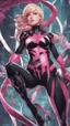 Placeholder: A close picture to Mix between gwenpool and symbiote, intricate details, highly detailedin in solo leveling shadow art style