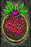 Placeholder: Vintage pop art style, pomegranate fruit open