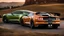 Placeholder: Ford Mustang fused with bugatti veyron, rear view, desktop wallpaper, 4K, Cinematic