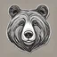 Placeholder: funny bear head from profile, simplified sketch 70's cartoon style, monochromatic outline stamp, low detail and strong contrast