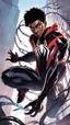 Placeholder: miles morales mix with venom symbiote in solo leveling shadow artstyle, Street boy them, intricate details, highly detailed, high details