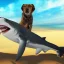 Placeholder: shark hound on the beach from a realistic video game