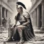 Placeholder: [vintage style noisy scratches glitches, Shot the texture and then rewound the film and double exposed the face] [old faded image of a woman Roman legionary crouching in sandal tall amidst the chaos of the Roman celebration. Clad in gleaming chainmail, a majestic plume in hairs, she exudes an aura of strength and determination that sets her apartaround herstraw-covered ground, demonic, satanic,] Retrofuturism: Where Yesterday’s Tomorrow Still Shines