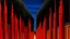 Placeholder: A red district with fiery torches designed in African pottery painted by Rene Magritte