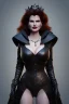 Placeholder: Geena Davis as evil queen in black leather, leather, busty, cleavage, angry, rage, stern look. character design by cory loftis, fenghua zhong, ryohei hase, ismail inceoglu and ruan jia. unreal engine 5, artistic lighting, highly detailed, photorealistic, fantasy