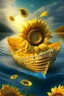 Placeholder: ship of sunflower in the river of cheese