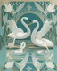 Placeholder: An elegant, Art Deco-inspired illustration of a pair of graceful swans gliding across a serene pond, surrounded by intricate, geometric patterns and lush foliage, evoking the beauty and sophistication of vintage design.