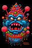 Placeholder: Monster made of ice cream, candy, gum drops, sprinkles tattoo design, traditional tattoo style, t-shirt design, fantasy art, digital painting, clean dark background, 8K by R. crumb, Todd Schorr, Robert Williams, Alex Alemany