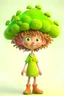 Placeholder: Trichoderma is a filamentous fungus, its mycelium is white, and the conidial clusters at the top of the mycelium are green. I hope to draw a 3D cartoon character based on Trichoderma's characteristics. The cartoon character is a very cute little girl. His hair is brown and long. She had fair skin and was wearing a white nurse's suit with the word Trichoderma written on it. The shape of the cap on her head is a reference to trichoderma conidium clusters, and the color of the cap is also white.