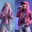 Placeholder: pinkie pie vocalista feminina da banda Linkin park abraça com rapper travis scott junto com a cantora kesha em los Angeles