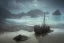 Placeholder: Small shipwreck at beachside, fantasy, mystical