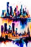 Placeholder: Watercolor, abstract, impressionist, not much detail patterns: Delight in the chaos of a city skyline, with abstract forms capturing the energy and vibrancy of urban life in a dynamic and captivating composition.