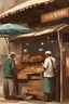 Placeholder: old food stall simple painting