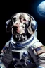 Placeholder: a weimaraner in an astronaut suit floating in space