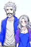 Placeholder: anime couple, walking, man with salt and pepper beard and woman with dark hair and blue eyes