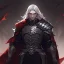 Placeholder: Vampire knight, young man, handsome, long white hair, black full plate armor, red cape