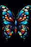 Placeholder: Acrtoon 2d art illustration . Colourful butterfly wears a black glass