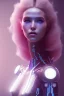 Placeholder: cyberpunk, head, women, portrai, tron sketch of a girl on lined paperA beautiful one nude body of a make up smiling woman blond long hair, alone, high key lighting, volumetric light high details with white stripes and blue eye, smiling with plump pink lips, flowers around, unreal engine petit prince belle fine, profil de trois quart, grand front cosmique, peau bleu cristalline, yeux bleu, perle sur le front long cheveux blond et rose etoilé, cristaux sur le corps, collier de grande princesse, l