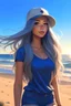Placeholder: The sun was shining brightly as the beautiful girl kept walking on the shore. Her long, gray hair sparkled in the sun, nestled underneath her navy cap, her big, blue eyes gleaming with life. She was wearing a slim fit shirt which contoured her curves beautifully and matched perfectly with her short shorts. She had an air of confidence and strength as she made her way through the delicate, white sand. As she took in the breathtaking view of the endless ocean, she felt a sense of peace within her.