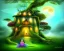 Placeholder: mystical house on a hot tropical island, fantasy art, surreal art, beautiful little fairies sitting on the trees,