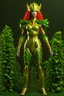 Placeholder: Realistic photo, full body of a badass super hero godess of plants