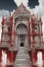 Placeholder: Broken temple with the floor covered in blood, detailed painting, sky of blood