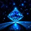 Placeholder: a beautiful blue diamond in a dark room with blue stars in the background sky