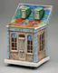 Placeholder: intricate porcelain sculpture of the square vacant street kiosk, miniature, figurine, circa 2000, painted and glazed ceramics, crocoitte and cherenkov radiation color palettes, 7 cm height, facade small square window for cash, flat roof, one-story, one-room, silver mean composition, hyper detailed, hyper realistic, sophisticated, contemporary urban art gallery, product-focused, sharp focus, inspired by Mark Rothko, Marc Chagall, Bruno Munari, Benetton, gestalt theory and metamodernism