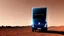 Placeholder: A Tesla semi-truck is parked, in the 'Cydonia' region, on planet Mars. CINEMATIC. WIDE ANGLE LENS.