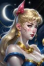 Placeholder: Create a stunning, photorealistic illustration of Sailor Moon's transformation sequence, highlighting her evolution into a beautiful and powerful woman. Ensure that the details, colors, and lighting capture the essence of her character and the magic of the transformation