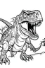 Placeholder: create a coloring page: Show a T-Rex raising its claws in a threatening display to ward off intruders from its territory. Kids can color the claws with sharp, contrasting colors to make them stand out. ink drawing clipart, simple line illustrations, colored