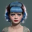 Placeholder: Clara bow with blue hair, big brown eyes, flowers