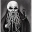 Placeholder: Russian Orthodox nosferatu with five yellow eyes and tentacle beard and long arms and fingers and a horns