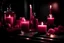 Placeholder: generate me an aesthetic complete image of pink perfume in dark room with candles de